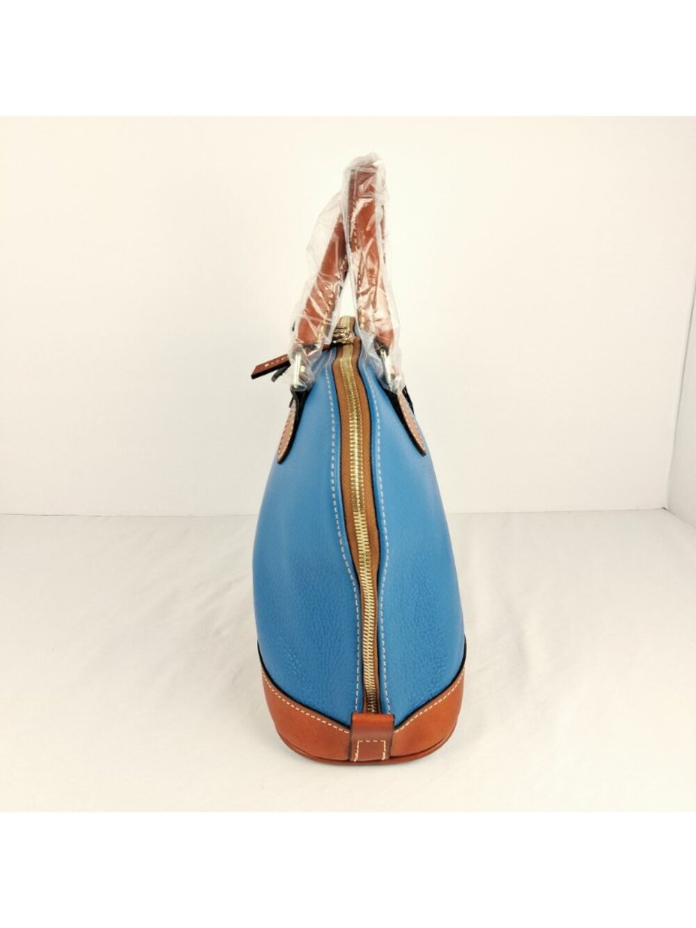 Dooney & Bourke Pebble Leather Domed Azure Blue Satchel / Cross Body NWT - Picture 4 of 15